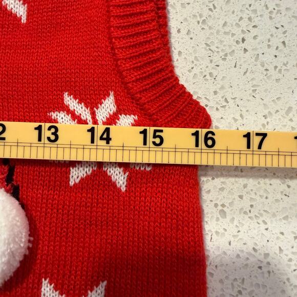 Festive Santa Claus Christmas Sweater Vest 3D Pom Pom Nose Red Knit Holiday Jr S - Picture 6 of 6